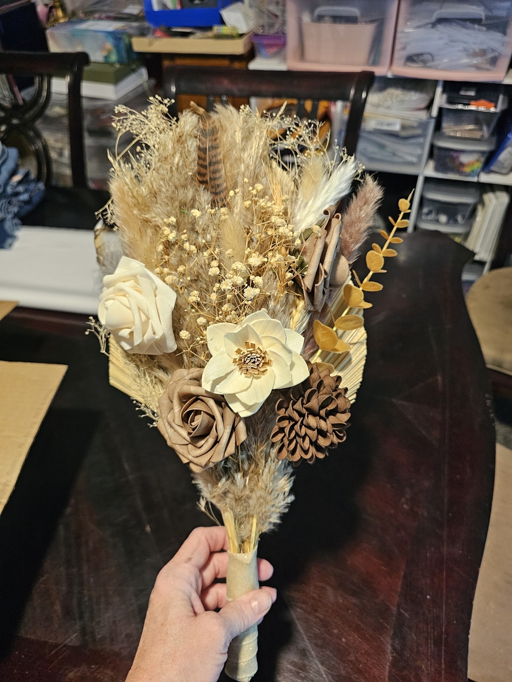Boho Neutral Dried Floral Bridesmaid  Bouquet 1